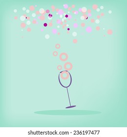 glass with bubbles on a turquoise background