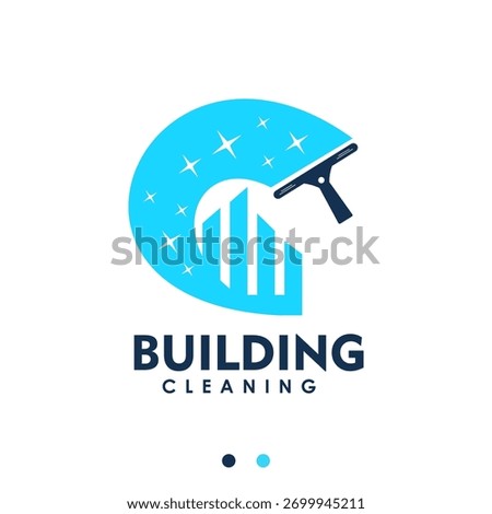 Glass and building cleaning and maintenance services. Window cleaning tool line icon or logo. Vector illustration of hygiene, building, and star. Washing glass with a glass cleaning tool icon.
