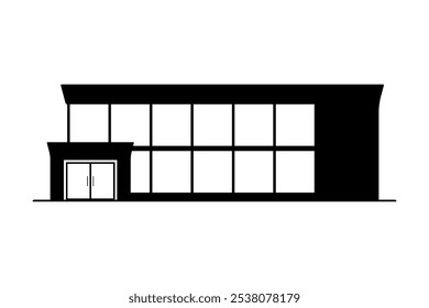 Ícone de vidro de construção. Silhueta preta. Vista frontal. Ilustração gráfica plana simples vetorial. Objeto isolado no plano de fundo branco. Isolar.