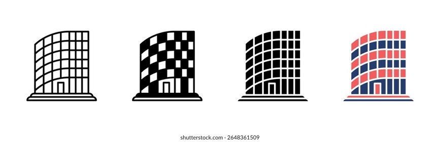 Glass Building icon sheet multiple style collection