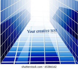 Glass building perspective. Vector Illustration.