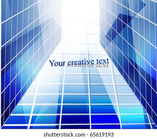 Glass building perspective. Vector Illustration.