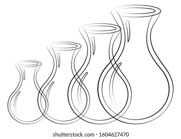 Glass bulb empty line drawing. Flask for experiments.