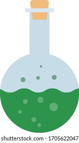 Bombilla de vidrio con icono del vector verde aislada