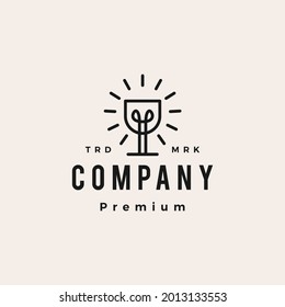 glass bulb hipster vintage logo vector icon illustration
