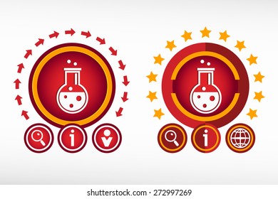 Glass bulb icon and creative design elements. Red design concept