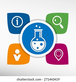 Glass bulb icon and icons set vector illustration. Modern Flat style. 