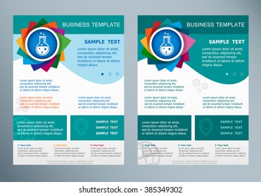 Glass bulb icon on abstract vector flyer. Glass bulb vector symbol. Brochure design template
