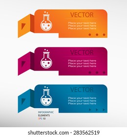 Glass bulb icon on origami paper banners. Can be used for workflow layout, diagram, business step options, banner, web design