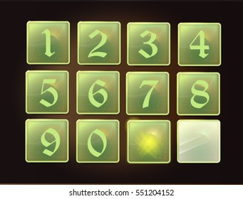 glass button for the application interface / games, 2d, active, inactive, frozen, vector set GUI 	
numeral