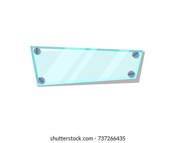 Glass button. Empty nailed glass button, board or plate isolated on white background. Blank sign icon vector illustration
