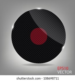 Glass button media icon.  Vector illustration