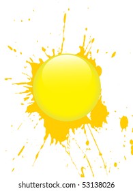 glass button on splash - vector