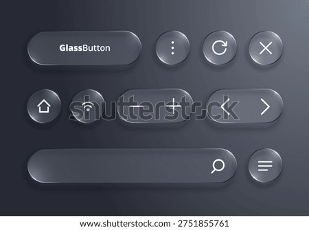 Glass Button Set. Interface Design For Web And App