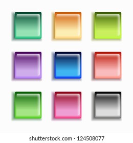 glass button set, vector illustration
