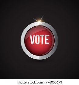 Glass button with the text " VOTE " icon. Voting, polling, ballot symbol. Vector illustration