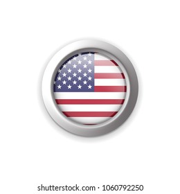 
Glass button with USA flag