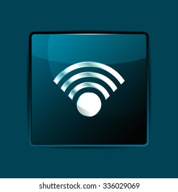 Glass button wi-fi. Vector Icon Internet.