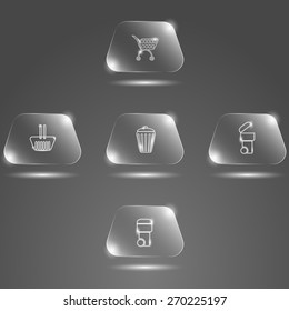Glass buttons baskets on a gray background