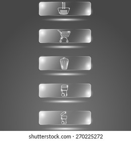 Glass buttons baskets on a gray background