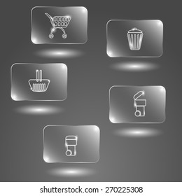 Glass buttons baskets on a gray background