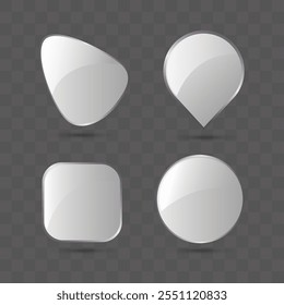 Glass buttons different cubes graphic elements