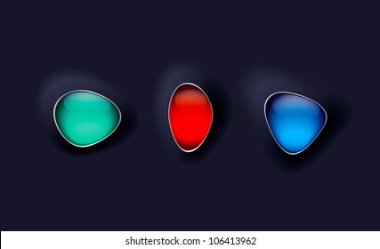 Glass buttons encrusted in dark background - vector