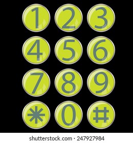 glass buttons with number (0-9 and asterisk with lattice)
