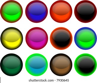 glass buttons with reflection