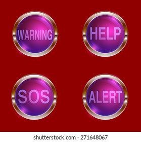 glass buttons set, vector illustration