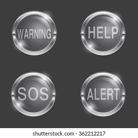 glass buttons set, vector illustration