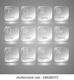 glass buttons zodiac on a gray and white background