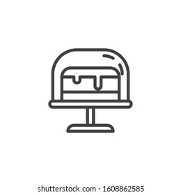 Glass cake stand line icon. linear style sign for mobile concept and web design. Cake cover glassware outline vector icon. Pastry shop display symbol, logo illustration. Vector graphics