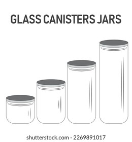 Glass Canisters Jars Vector Illustration Hand Drawn