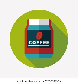 glass canned coffee flat icon with long shadow,eps10
