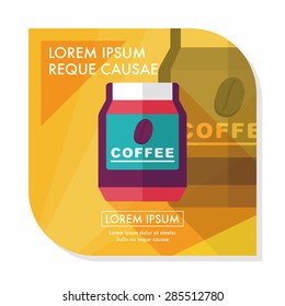 glass canned coffee flat icon with long shadow,eps10