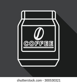 glass canned coffee flat icon with long shadow, line icon