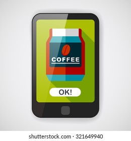 glass canned coffee flat icon with long shadow,eps10