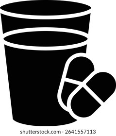 Glass and capsule icons visual instruction guide for taking medication with fluid assistance
