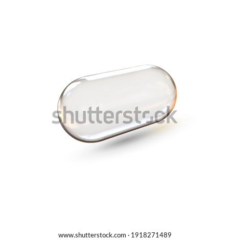Glass capsule on white background.Crystal banner .Isolated Pills .Desing element vector .