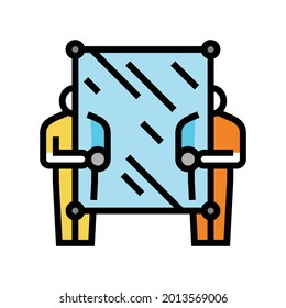 glass carrying workers color icon vector. glass carrying workers sign. isolated symbol illustration