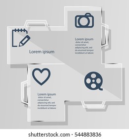 Glass case, suitcase for business infographics Template for Data visualization, diagram, presentation ,steps or processes.