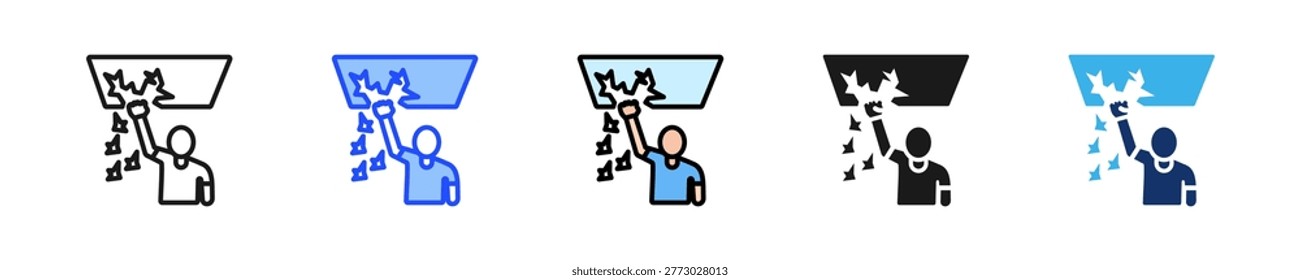 Glass Ceiling Icon Collection With Multiple Styles