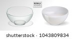 Glass and ceramic bowl set vector illustration. Realistik bowl on transparent backgraund. 3d