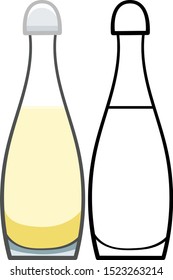 Glass champagne bottle in colored and line versions
