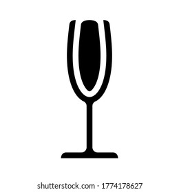 Glass of champagne, celebration concept icon on white background. Drink black sign vector illustration