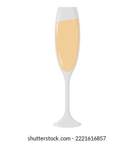 A glass of champagne. Cocktail. White wine on a white background. Vector illustration