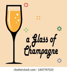 a glass of champagne flat design vector