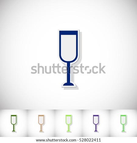 Glass of champagne. Flat sticker with shadow on white background. Vector illustration