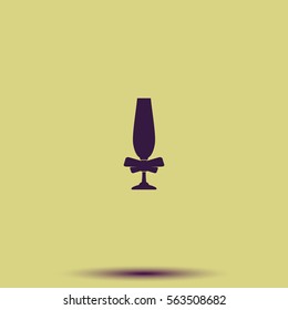 Glass of champagne. Flat style icon.